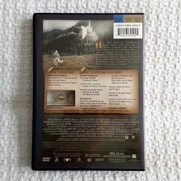 Lord of The Rings Trilogy DVD Widescreen 2 Disc Set - Picture 12 of 12